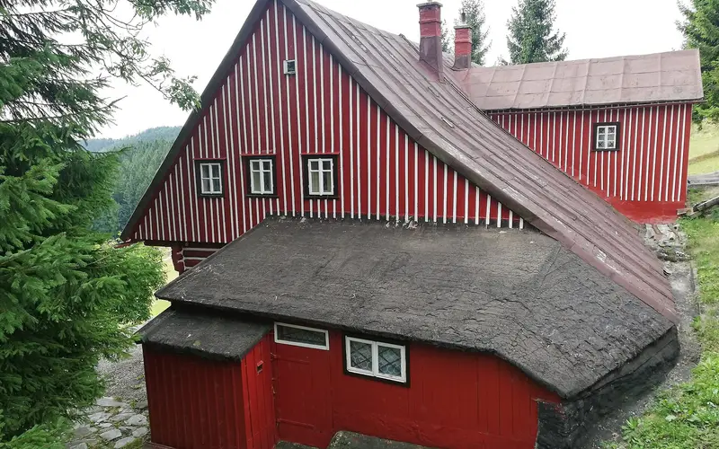 Traditional wooden house in Strážné in Czech Republic